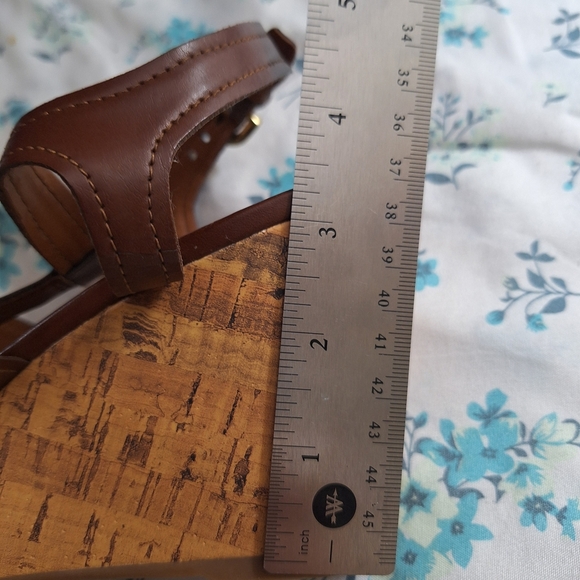 Franco Sarto Women's 8.5 Brown Leather Wedge Sandals |  Ankle Strap Platform - Picture 7 of 7